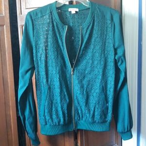 Merona Zipper Jacket, Beautiful Lace, DarkGreen 💚